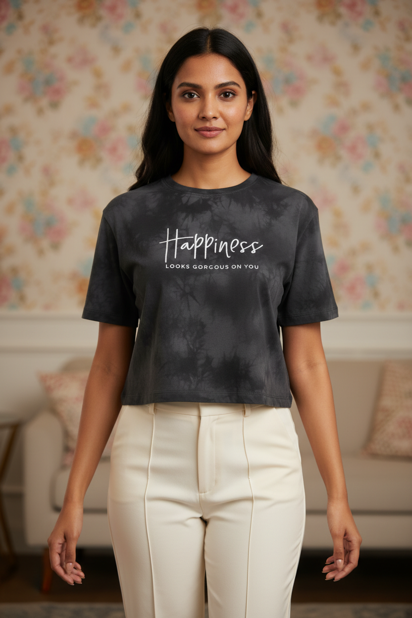 Charcoal Happiness Tee - Indian Model Lifestyle Shot