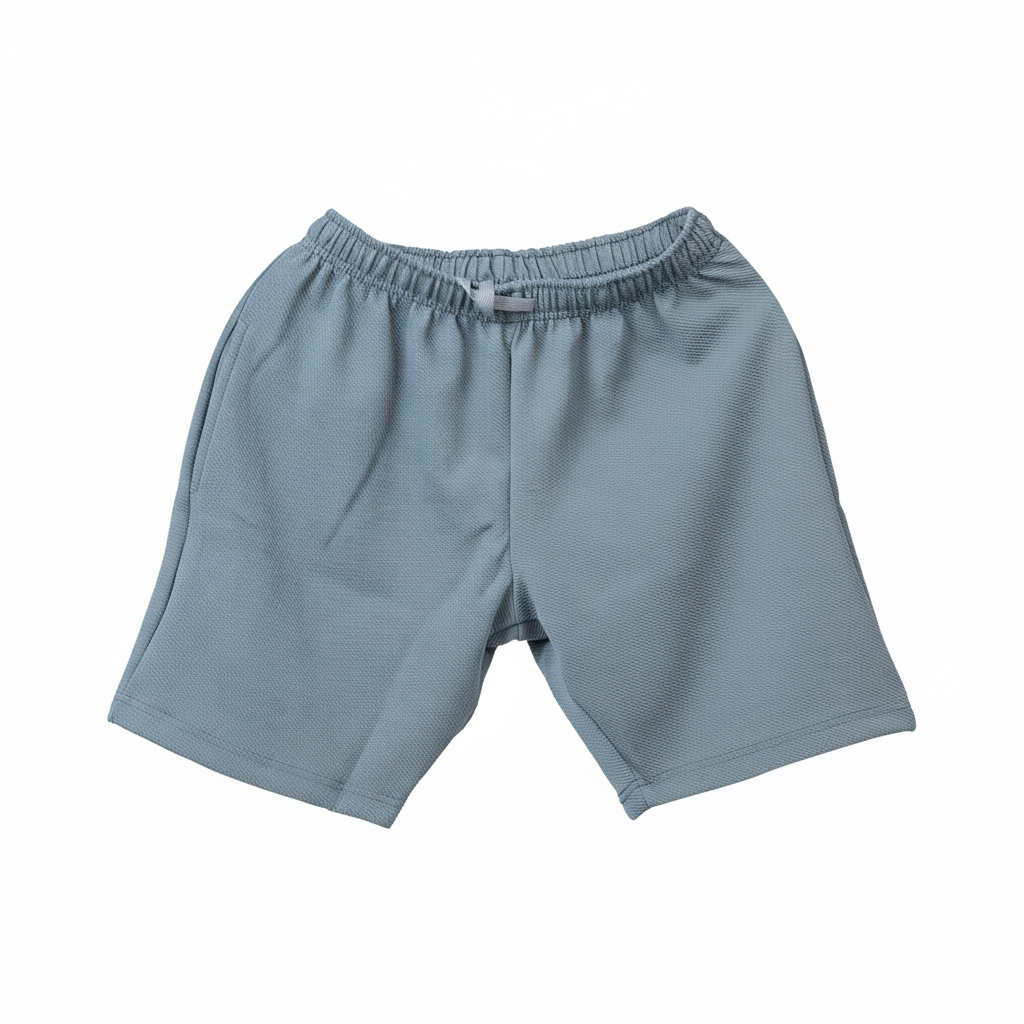 Grey Blue Textured Shorts